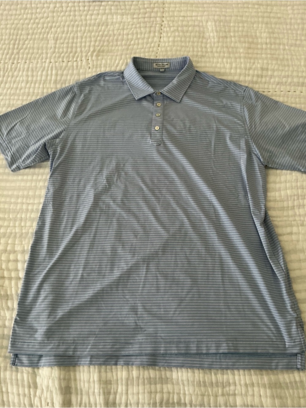 Peter Millar Light Blue Thin-Striped Polo